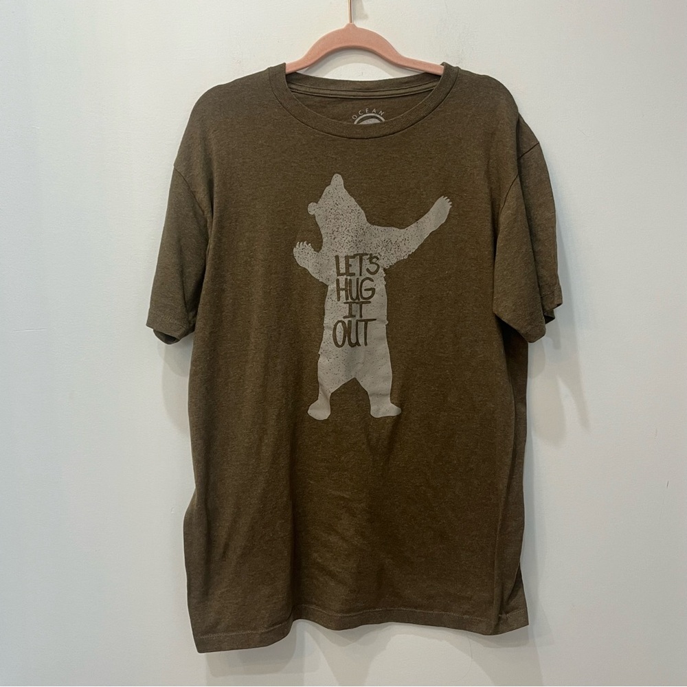 OCEAN CURRENT LET'S HUG IT OUT CALIFORNIA BEAR TEE T SHIRT sz Large